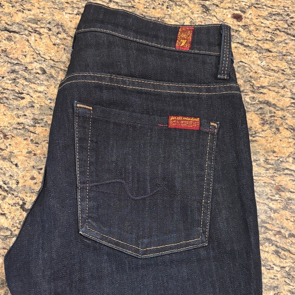 7 For All Mankind High Waist Bootcut Jeans Dark Wash Classic Denim